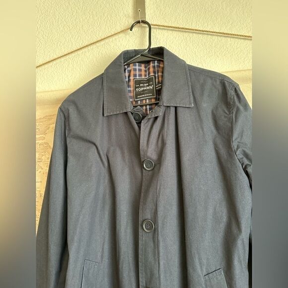 Men’s Topman Rain Over Coat Navy Size Medium - Picture 3 of 4